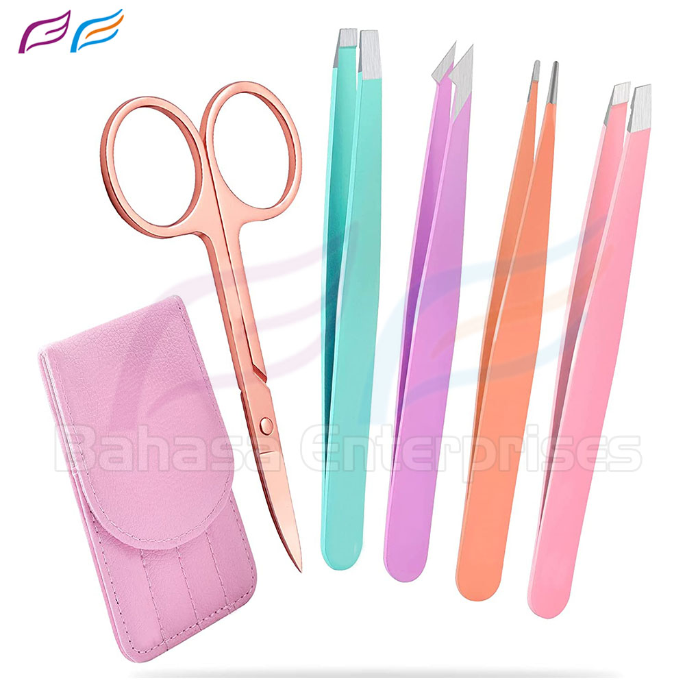 custom color 5pcs tweezers scissor set